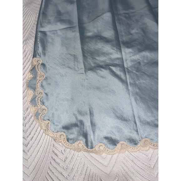 Vintage Christian Dior Slip Skirt Light Blue Lace Trim ILGWU USA Made M - Picture 12 of 15